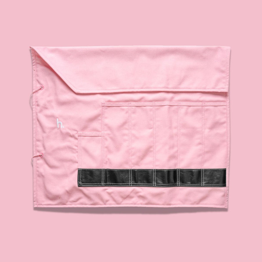 Habitat Canvas Knife Roll - 6 Slot - Pastel Pink