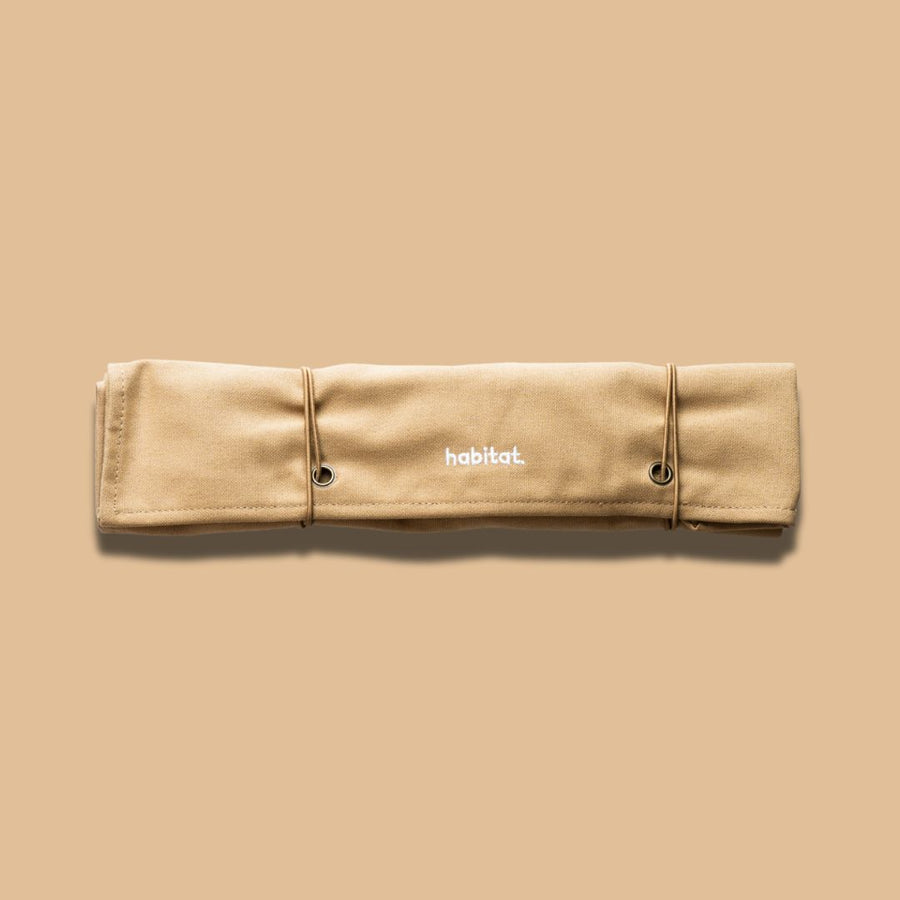 Habitat Canvas Knife Roll - 6 Slot - Tan With Enamel Pins