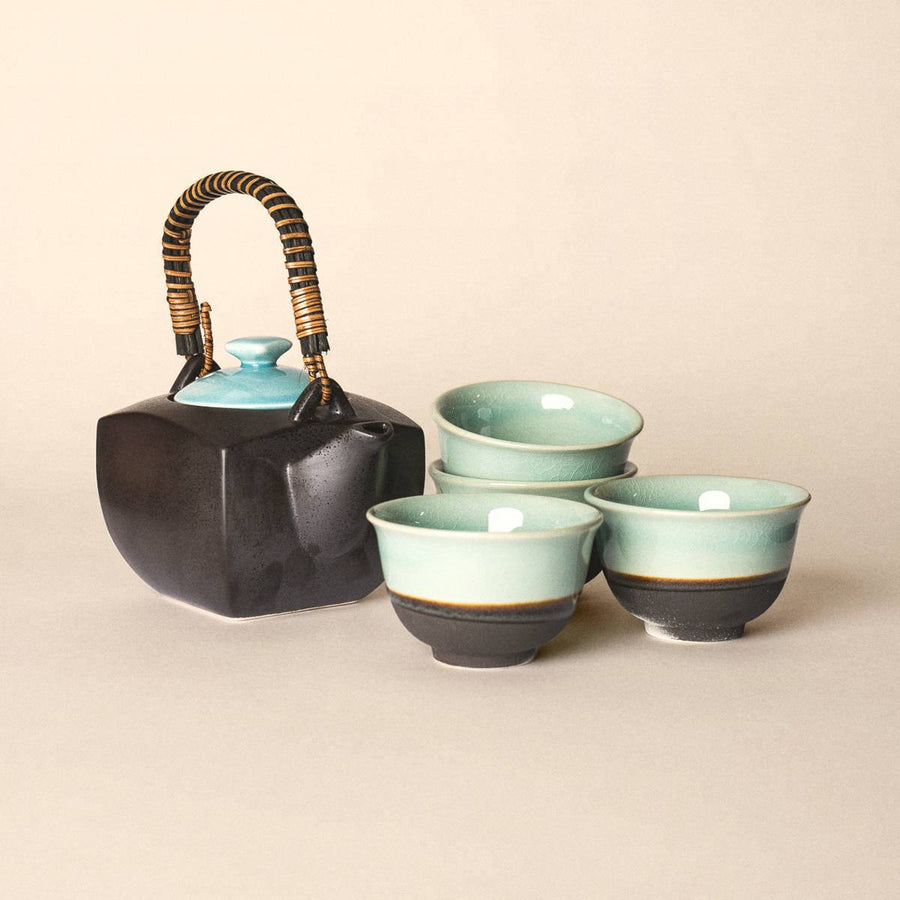 Tea Set - Black and Blue