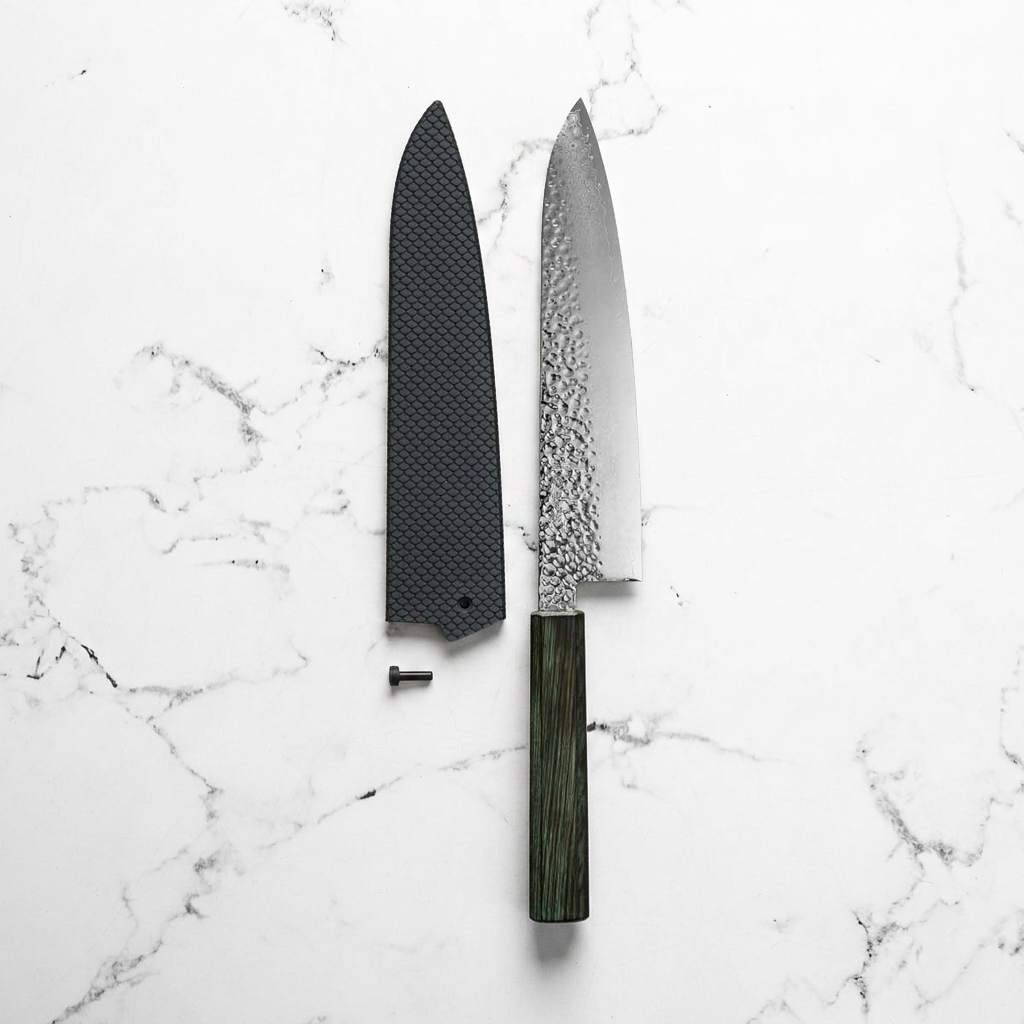 Touroku Sakai Kagayaki VG10 Damascus Tsuchime Gyuto 210mm