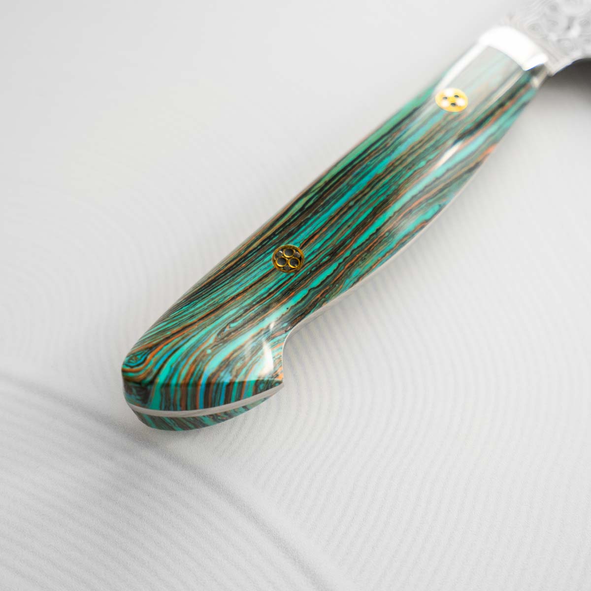 Nigara Hamono SG2 Raindrop Damascus Kiritsuke 240mm - Turquoise