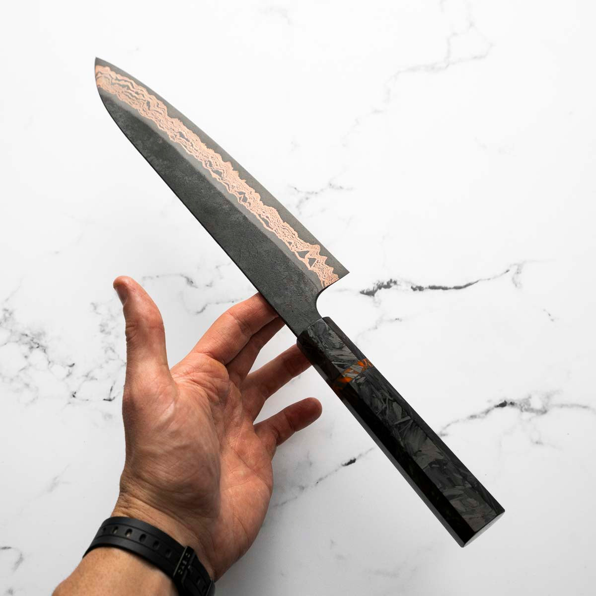 Hatsukokoro Yorokobi SLD Damascus Gyuto 240mm - Carbon Fibre