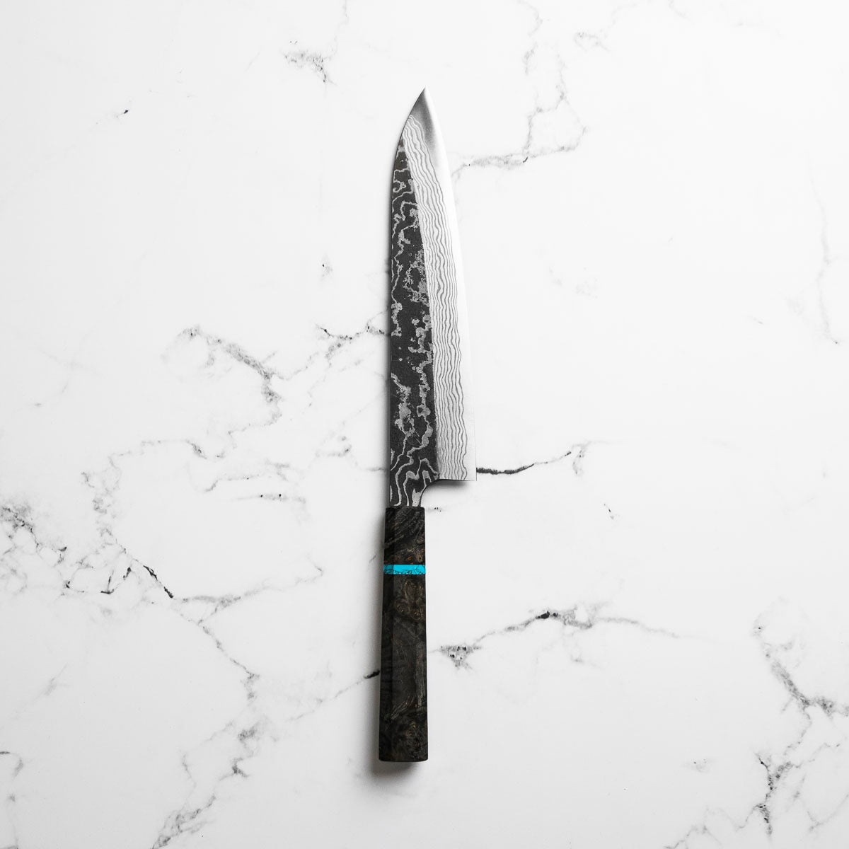 Hatsukokoro SLD Kurouchi Damascus Gyuto 240mm - Maple Turquoise