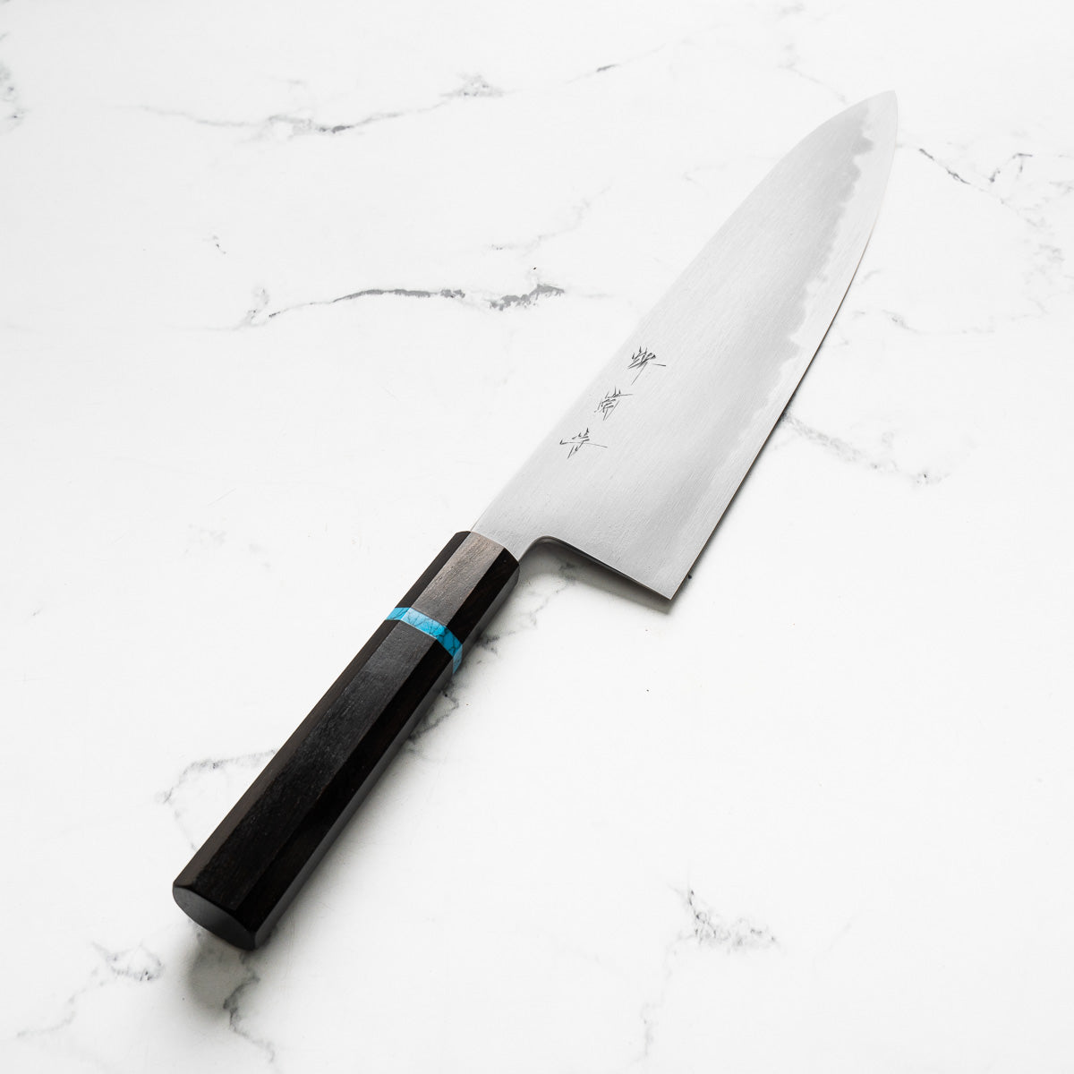 Y.Tanaka x Sakai Kikumori Extra Tall Blue 1 Gyuto 255mm - Ebony Turquoise