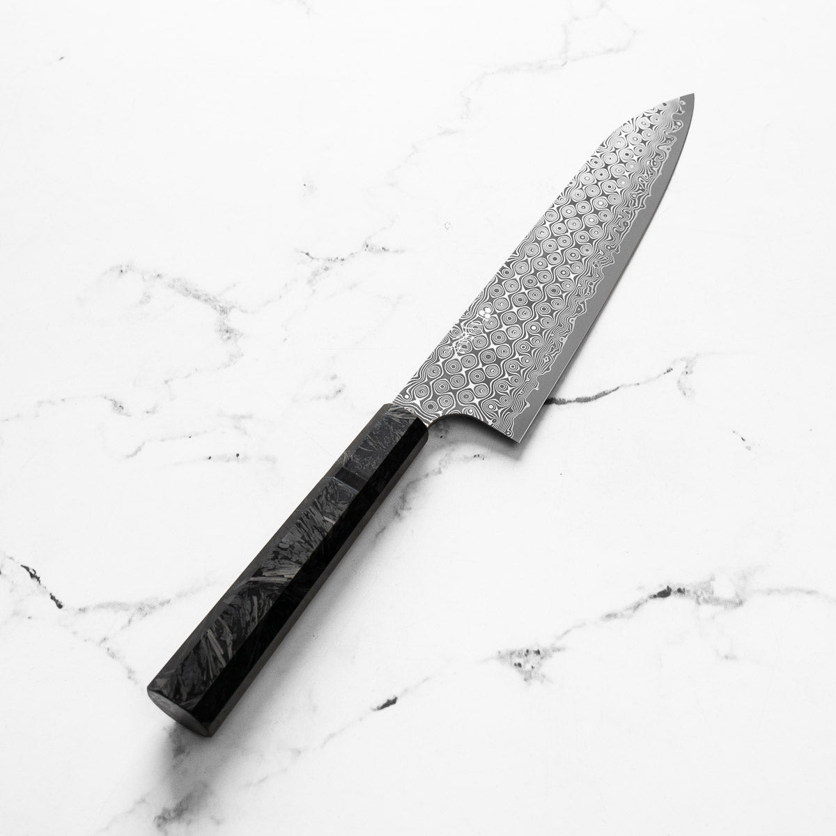 Nigara Hamono "Anmon" SG2 Raindrop Damascus Gyuto 210mm - Dark Carbon Fibre