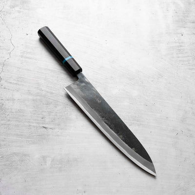 Seido "Kuro" x Tadafusa White 2 Kurouchi Gyuto 240mm - Ebony & Turquoise