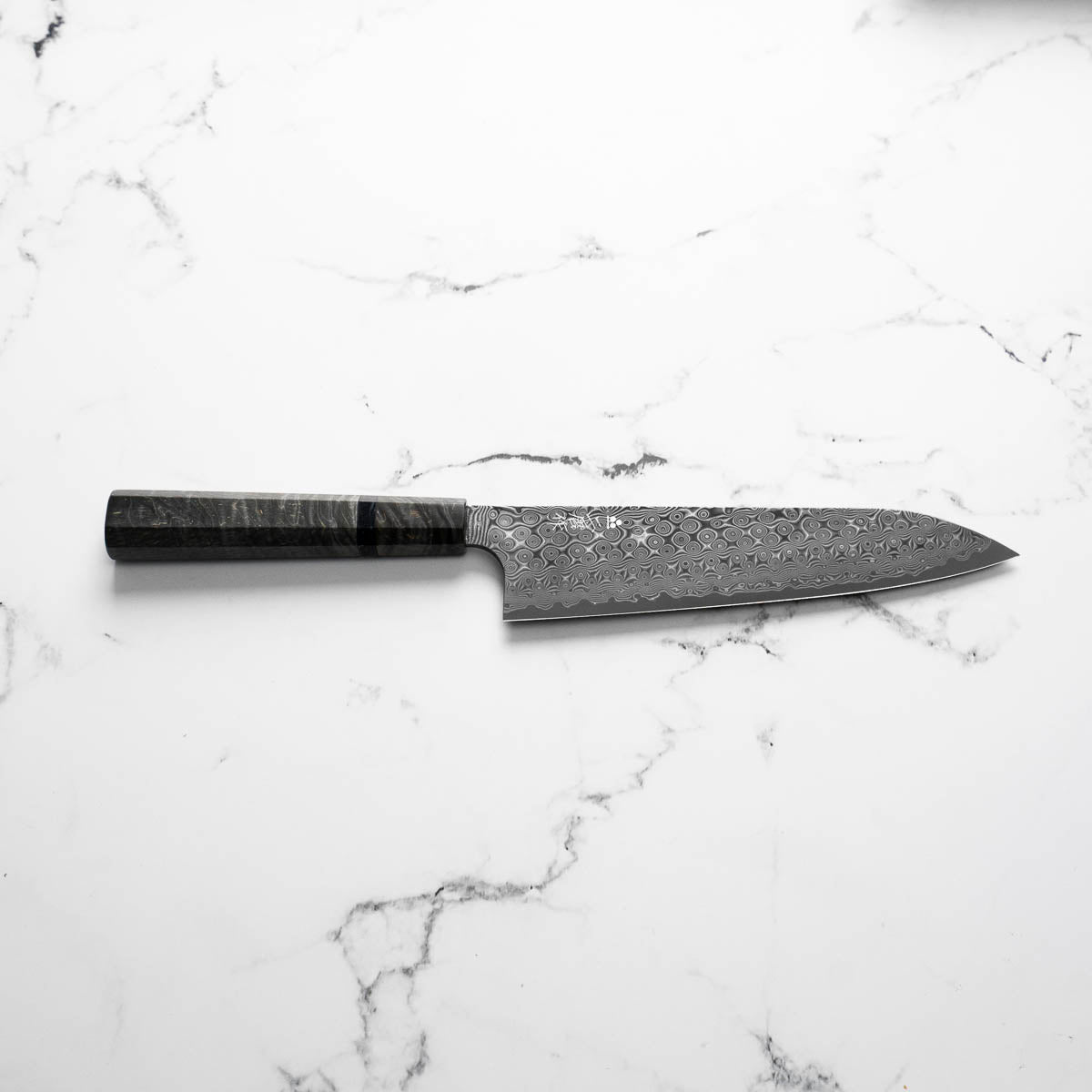 Nigara Hamono "Anmon" SG2 Raindrop Damascus Gyuto 210mm - Dark Maple