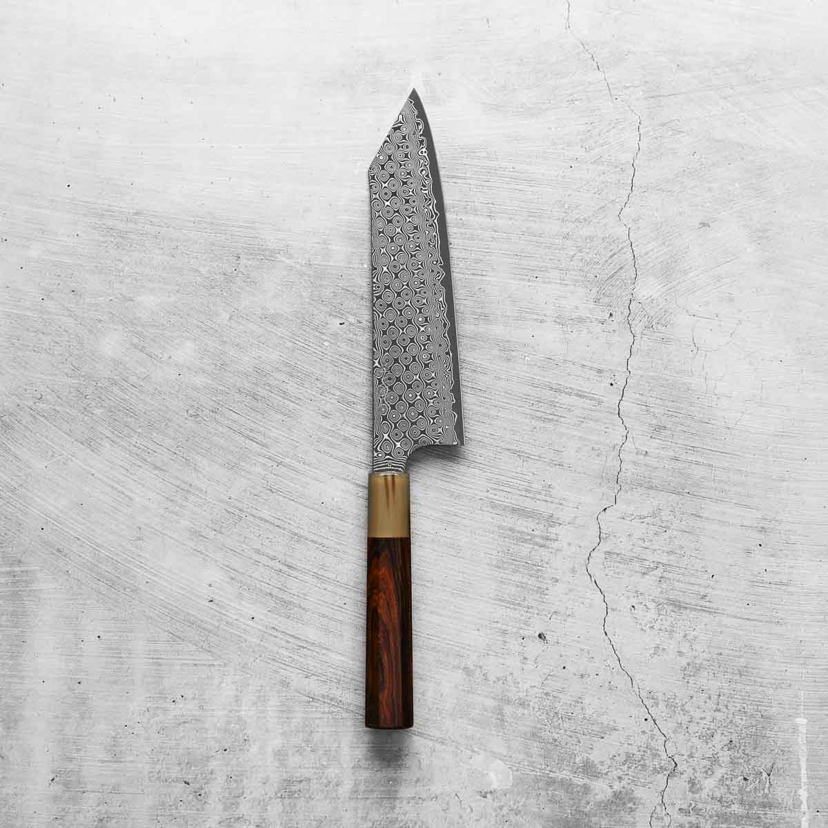 Nigara Hamono "Anmon" SG2 Raindrop Damascus Kiritsuke 210mm - Siamese Rosewood