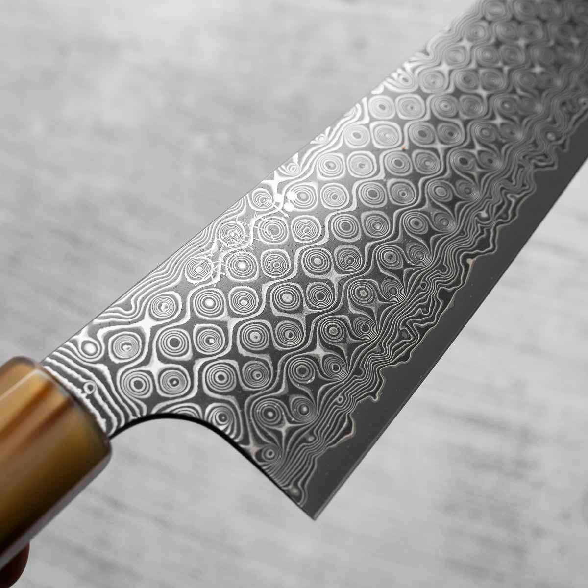 Nigara Hamono "Anmon" SG2 Raindrop Damascus Kiritsuke 210mm - Siamese Rosewood