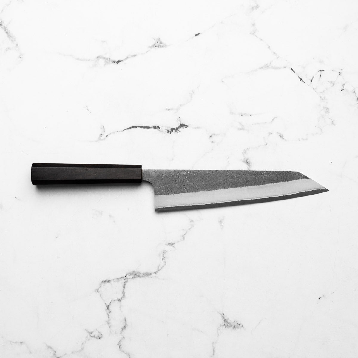 Yoshikane (Hatsukokoro) White 2 Kurouchi Nashiji SS Clad Kiritsuke 210mm - Ebony - handle detail