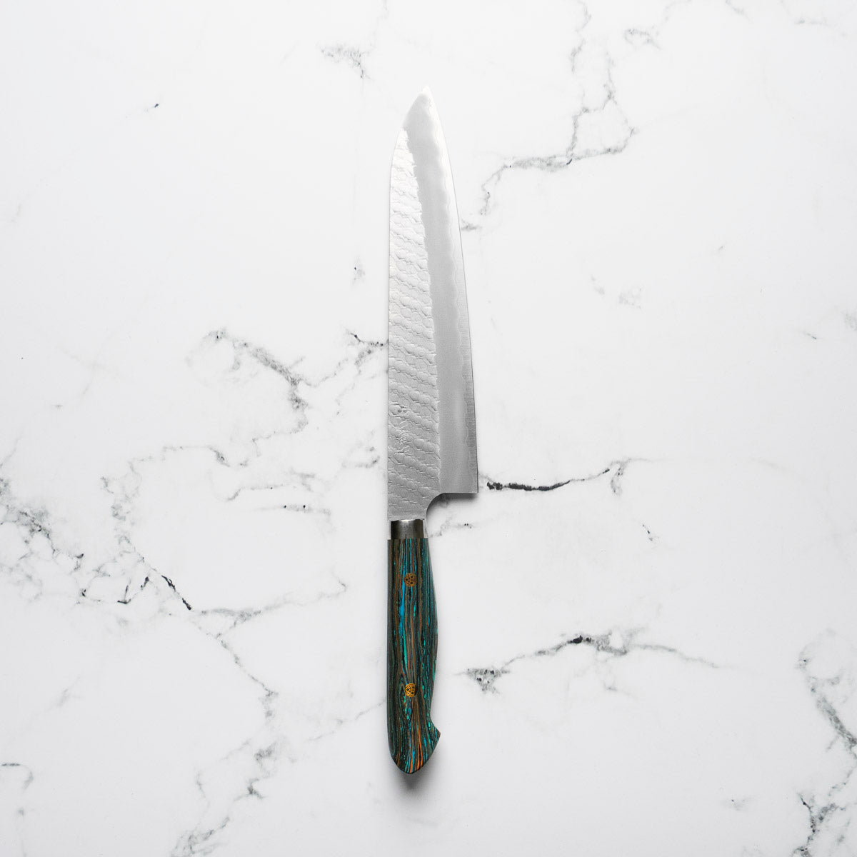 Nigara Hamono SG2 Migaki Tsuchime Gyuto 240mm - Turquoise