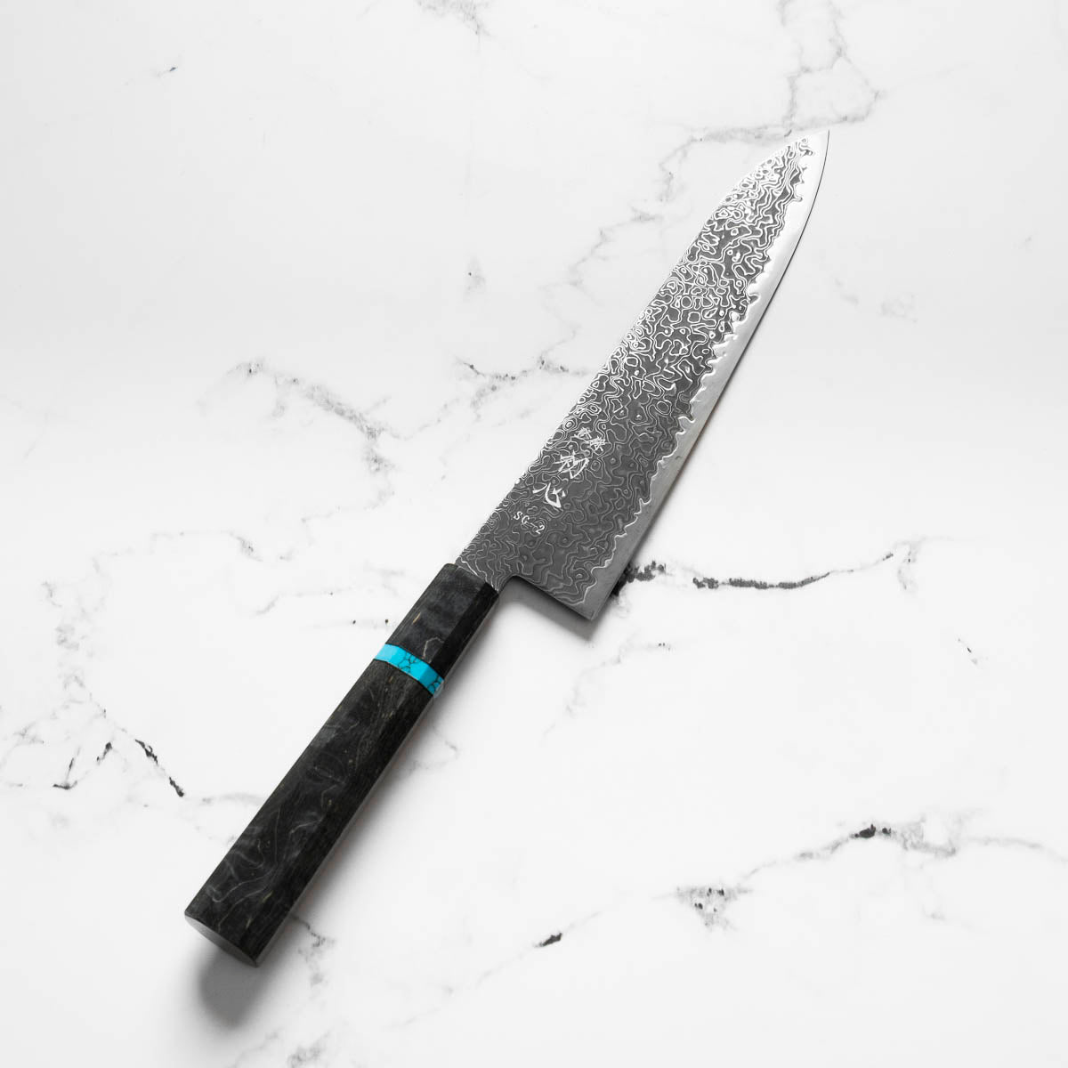 Hatsukokoro Ryuhyo Kurozome SG2 Damascus Gyuto 210mm - Maple Turquoise