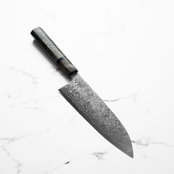 Hatsukokoro Ryuhyo SG2 Damascus Santoku 180mm - Dark Maple