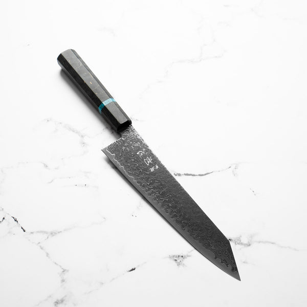 Hatsukokoro Ryuhyo Kurozome SG2 Damascus Kiritsuke Gyuto 210mm - Maple Turquoise