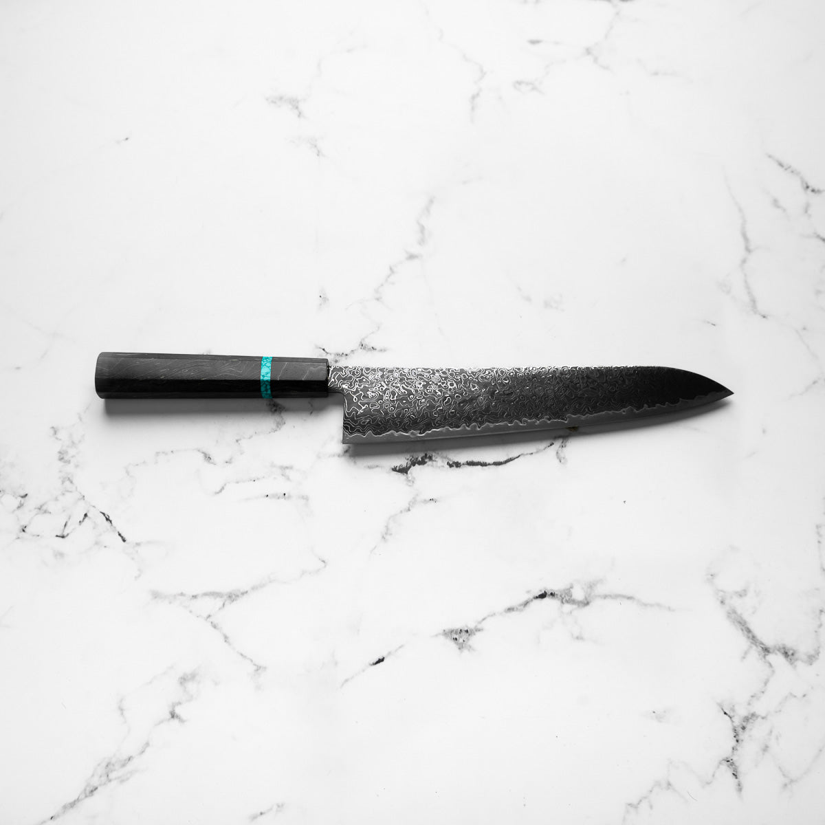 Hatsukokoro Ryuhyo Kurozome SG2 Damascus Gyuto 240mm - Maple Turquoise
