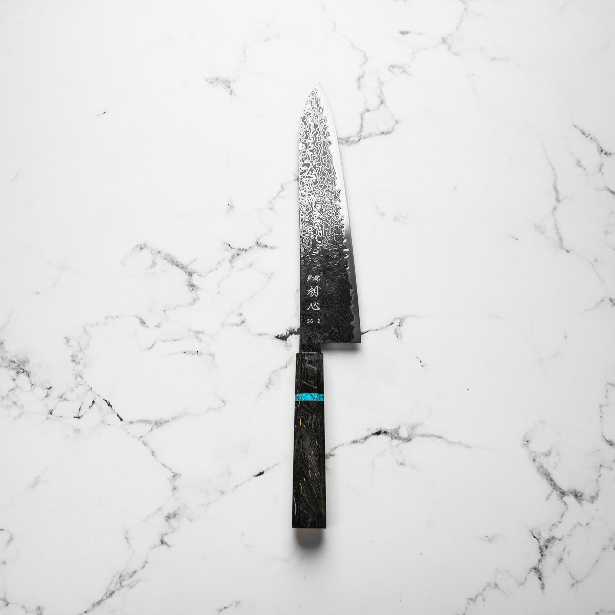 Hatsukokoro Ryuhyo Kurozome SG2 Damascus Gyuto 240mm - Maple Turquoise