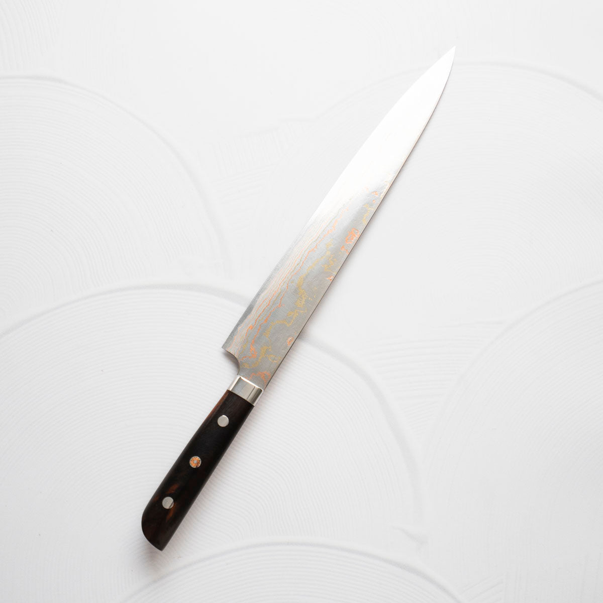 Takeshi Saji Blue 2 Rainbow Damascus Sujihiki 270mm