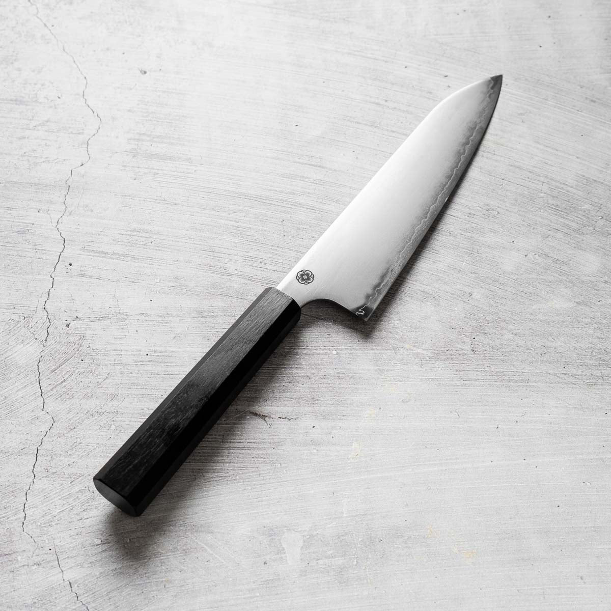 Hajimaru Chromax Gyuto 210mm - Ebony - angled view