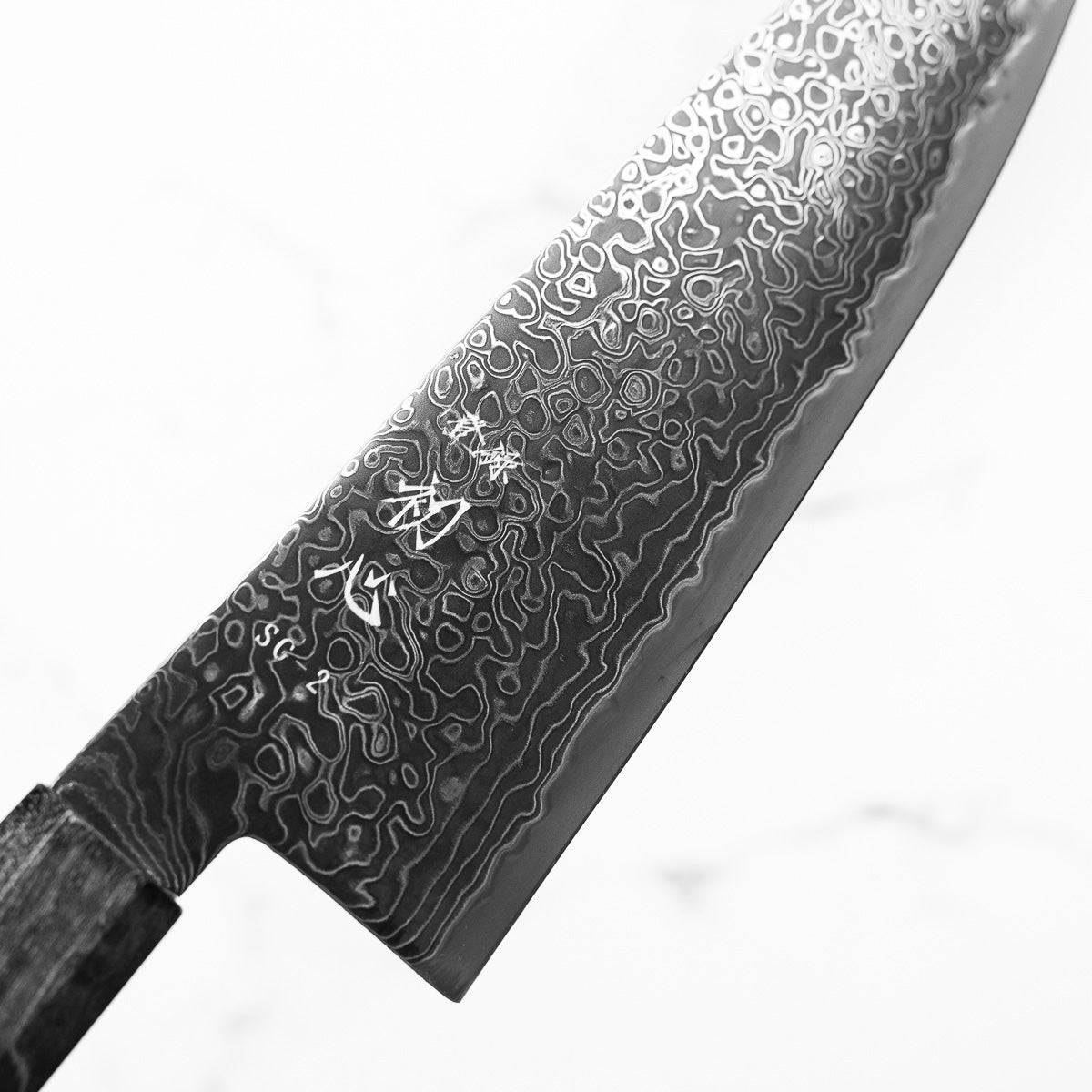 Hatsukokoro Ryuhyo Kurozome SG2 Damascus Santoku 180mm - Maple Turquoise