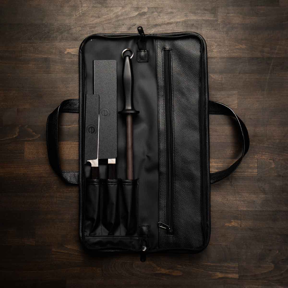 Nigara Hamono VG10 Damascus 2 Knife Set with Porter Knife Bag - Ebony