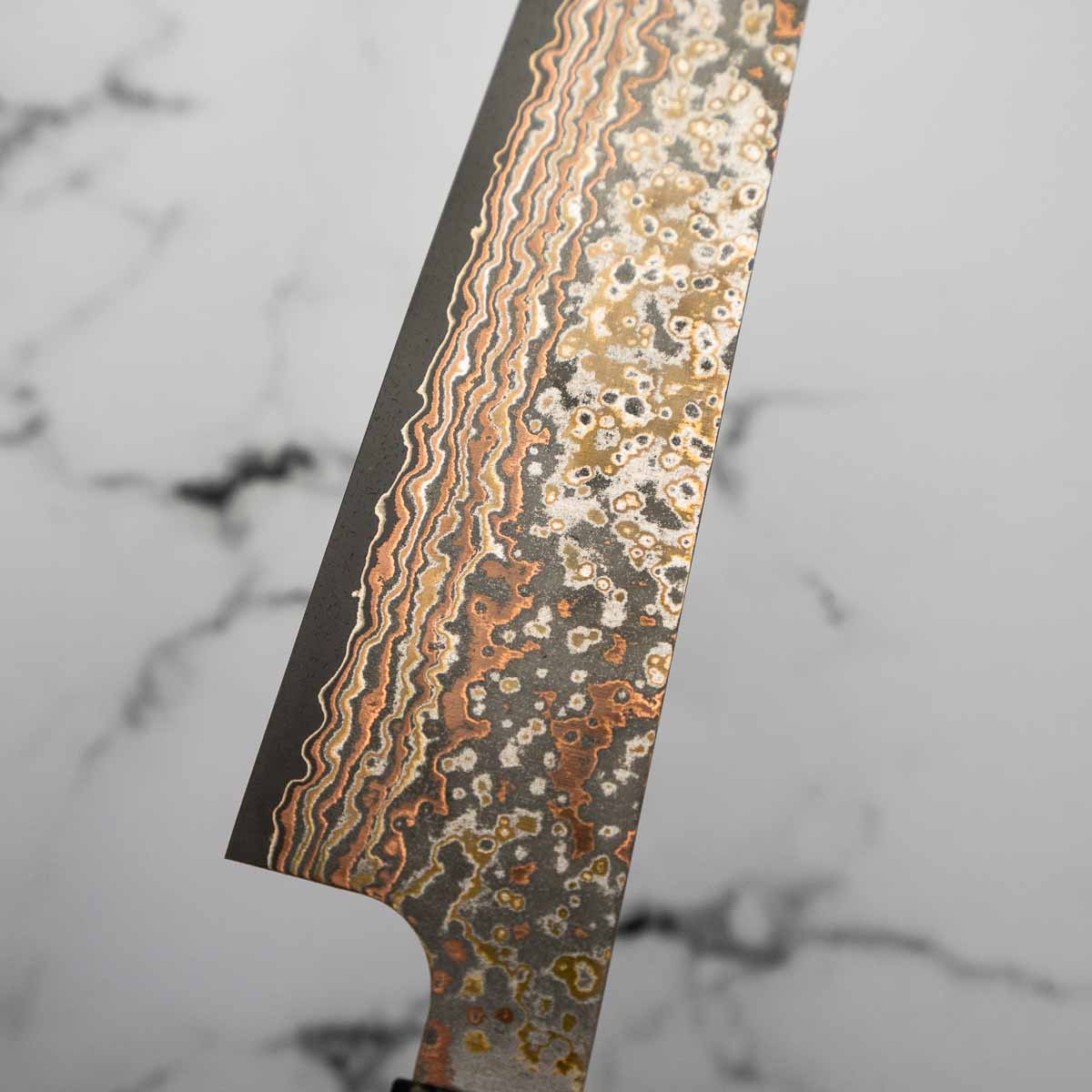 Takeshi Saji VG10-W Nashiji Rainbow Damascus Sujihiki 240mm - Dark Maple
