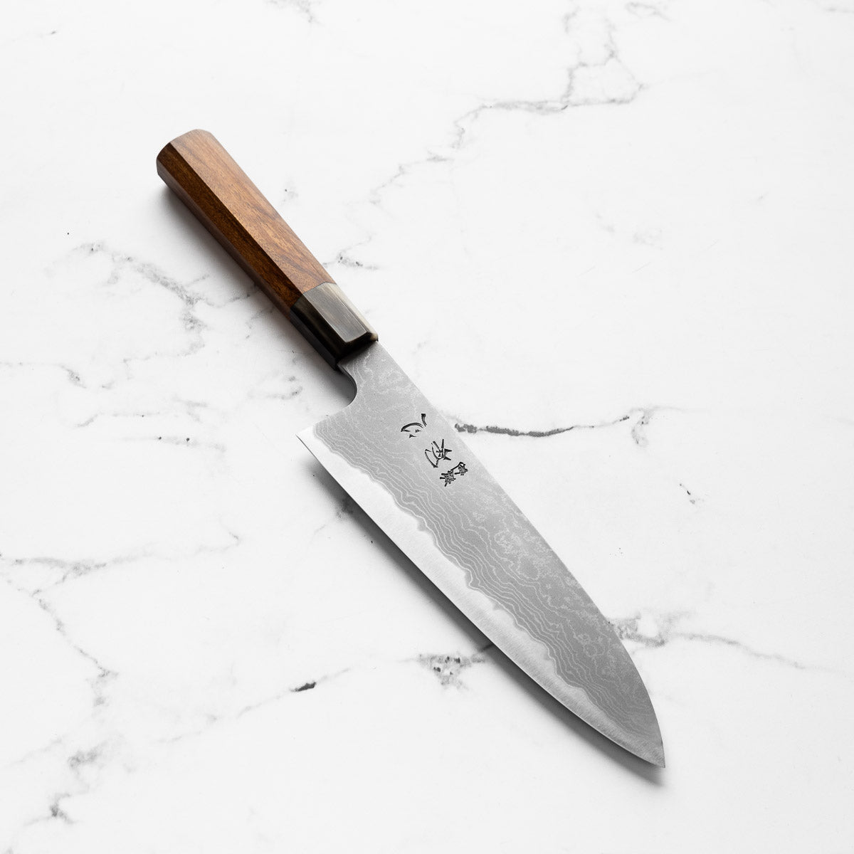 Hatsukokoro Blue 1 Damascus Santoku 180mm