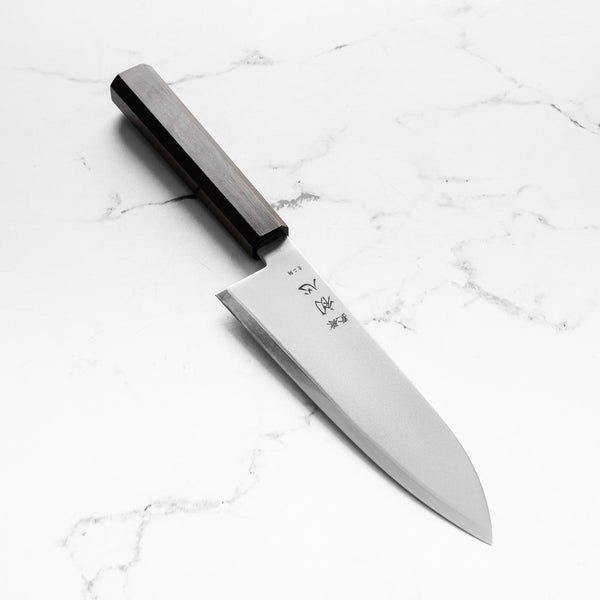 Hatsukokoro Kaijin Blue 2 Stainless Clad Santoku 180mm - Mono Ebony