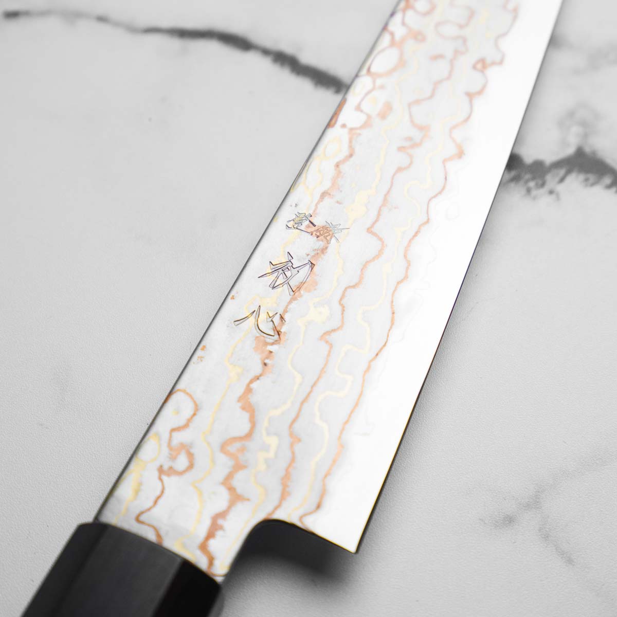 Hatsukokoro Hayabusa Blue 2 Rainbow Damascus Petty 150mm - Ebony