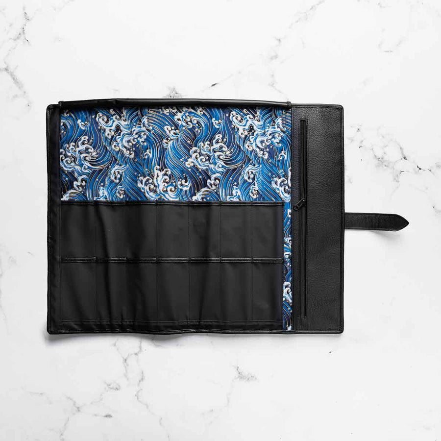 Porter 7 Pocket Polymer Leather Trim Knife Roll - Blue Liner