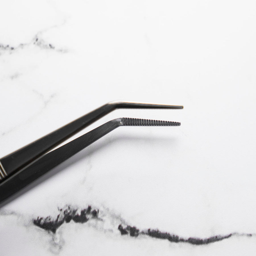 Curved Tip Plating Tweezer 20cm - Black