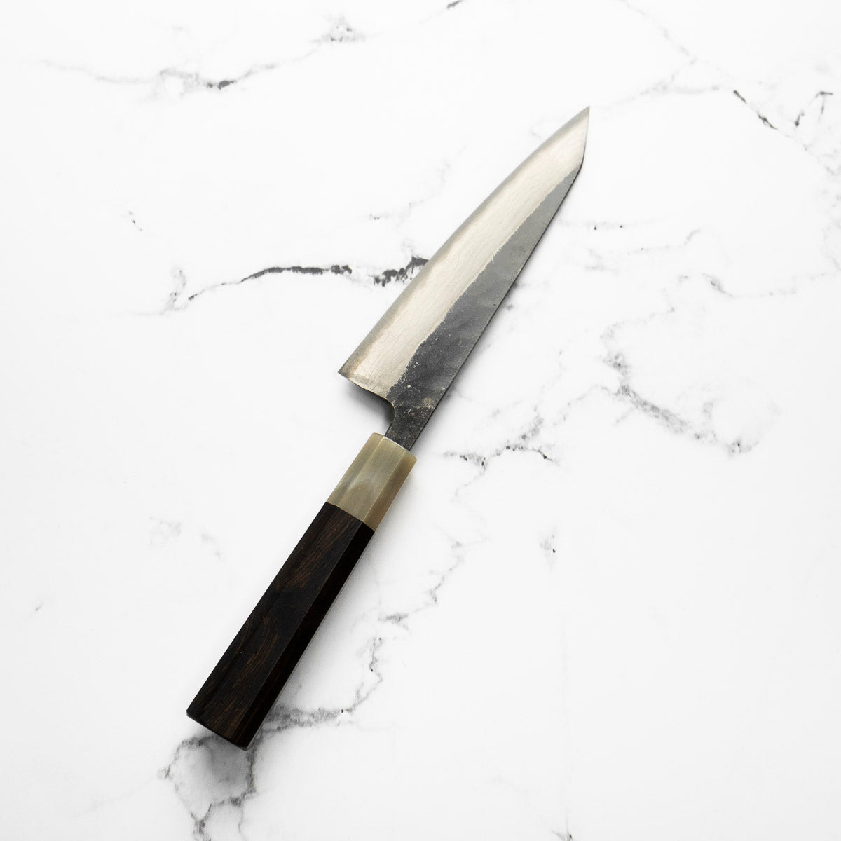 Hatsukokoro Kumokage Blue 2 Kurouchi Damascus Honesuki 150mm - Ebony & Blonde