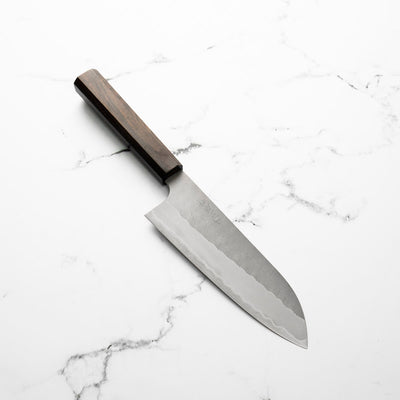 Nigara Hamono Blue Super Tsuchime Santoku 180mm - Ebony