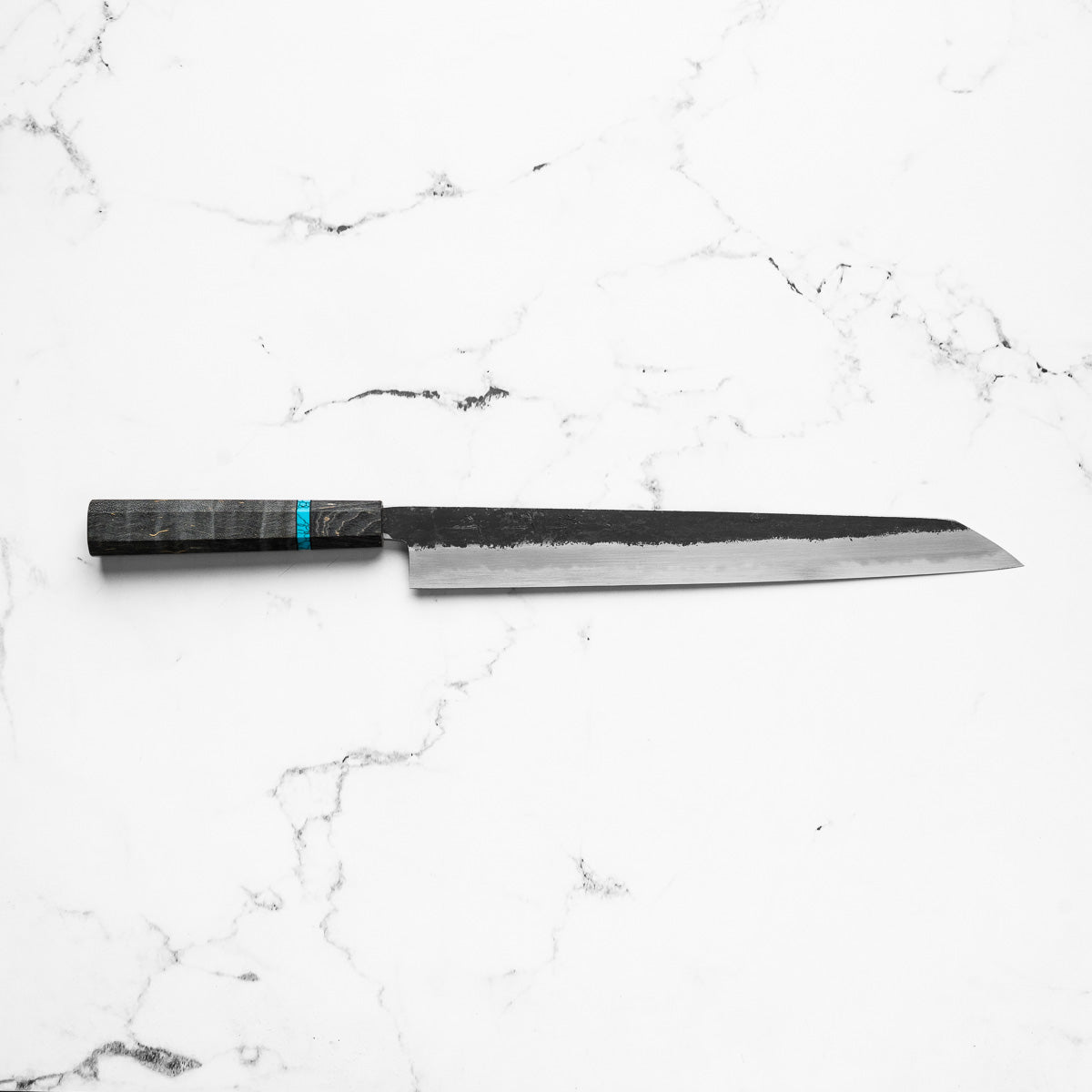 Sakai Kikumori White 2 Kurouchi Kiritsuke Sujihiki 300mm - Maple Turquoise