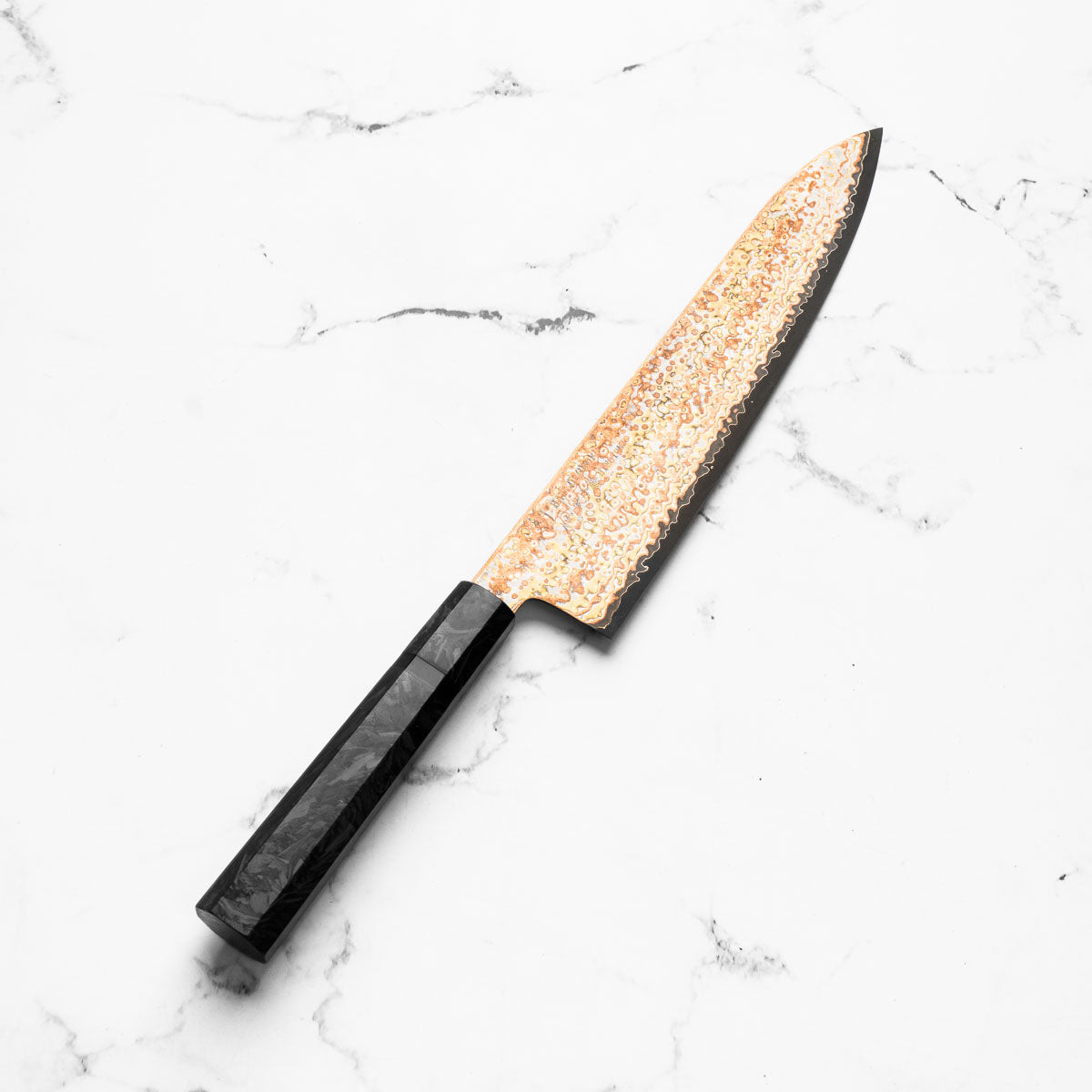 Hatsukokoro Hinotori V-Toku 2 Rainbow Damascus Gyuto 240mm - Dark Carbon Fibre