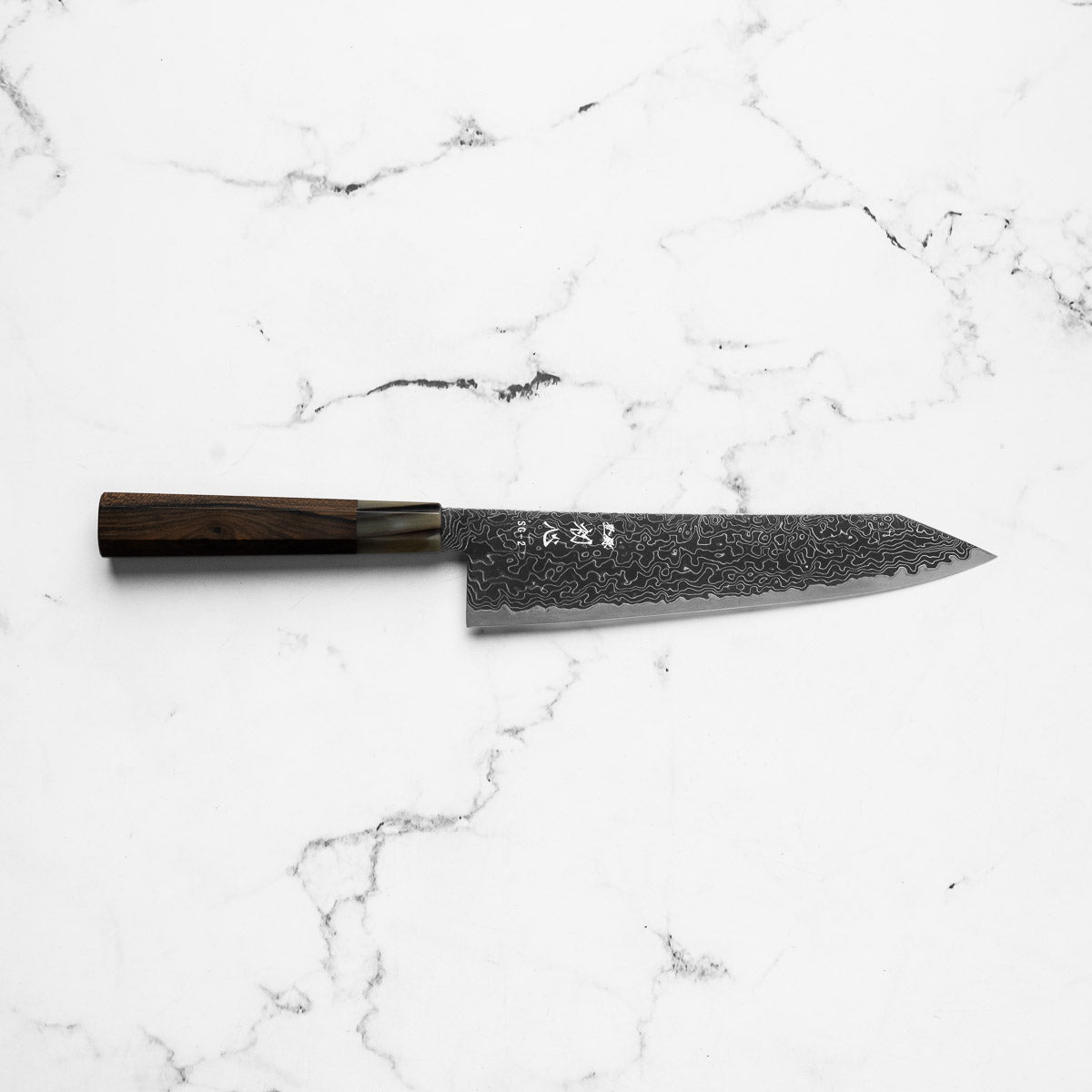 Hatsukokoro Ryuhyo Kurozome SG2 Damascus Kiritsuke Gyuto 210mm - Persimmon