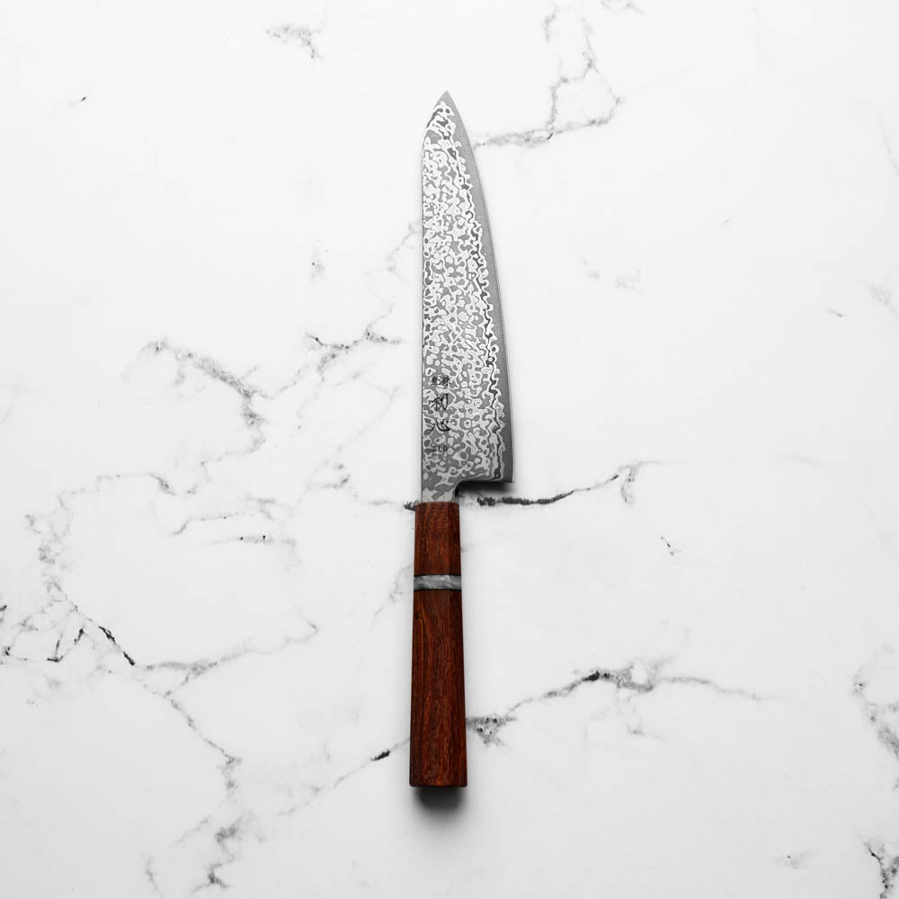 Hatsukokoro Hikari SLD Damascus Kurozome Gyuto 195mm - Sandalwood
