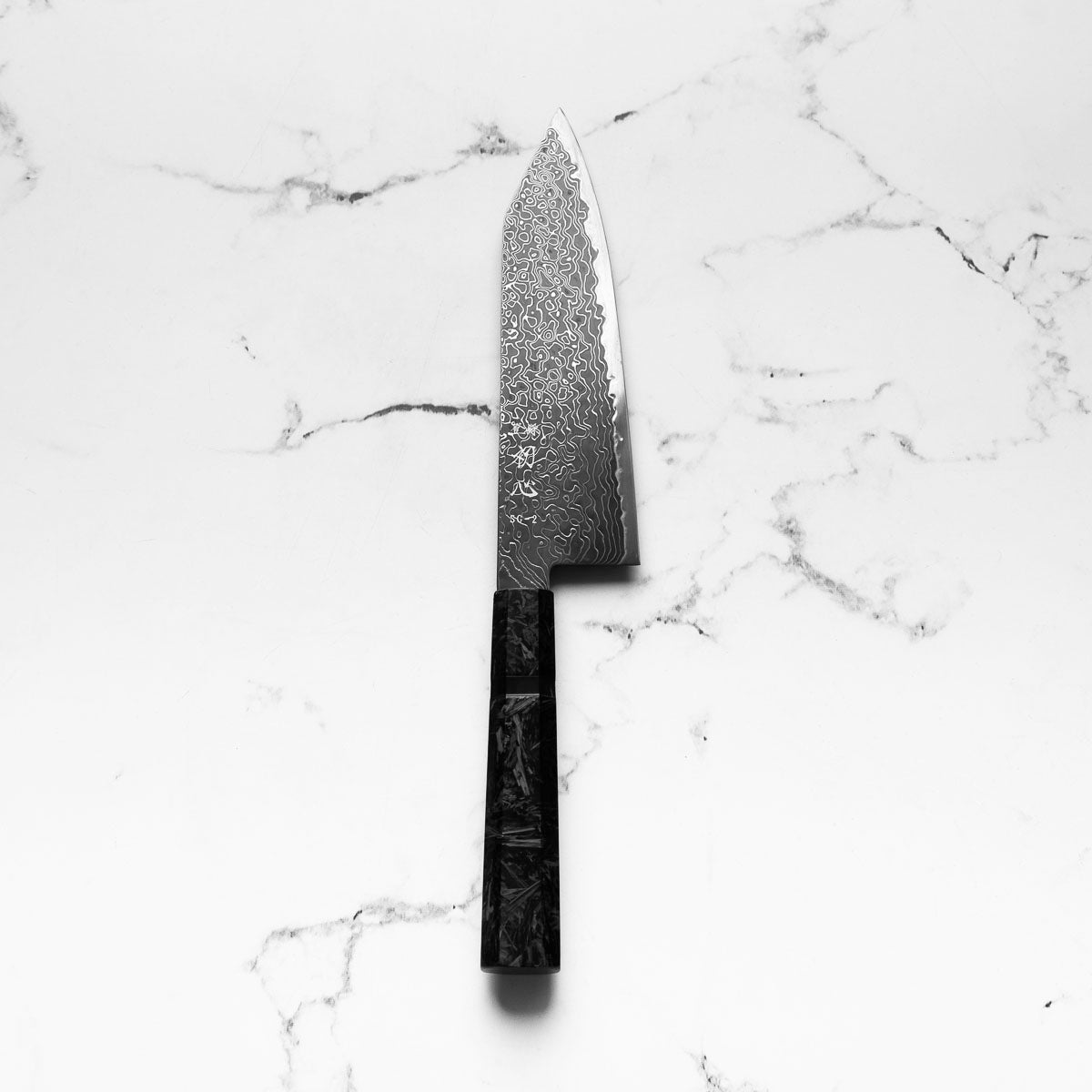 Hatsukokoro Ryuhyo Kurozome SG2 Damascus Bunka 180mm - Dark Carbon Fibre