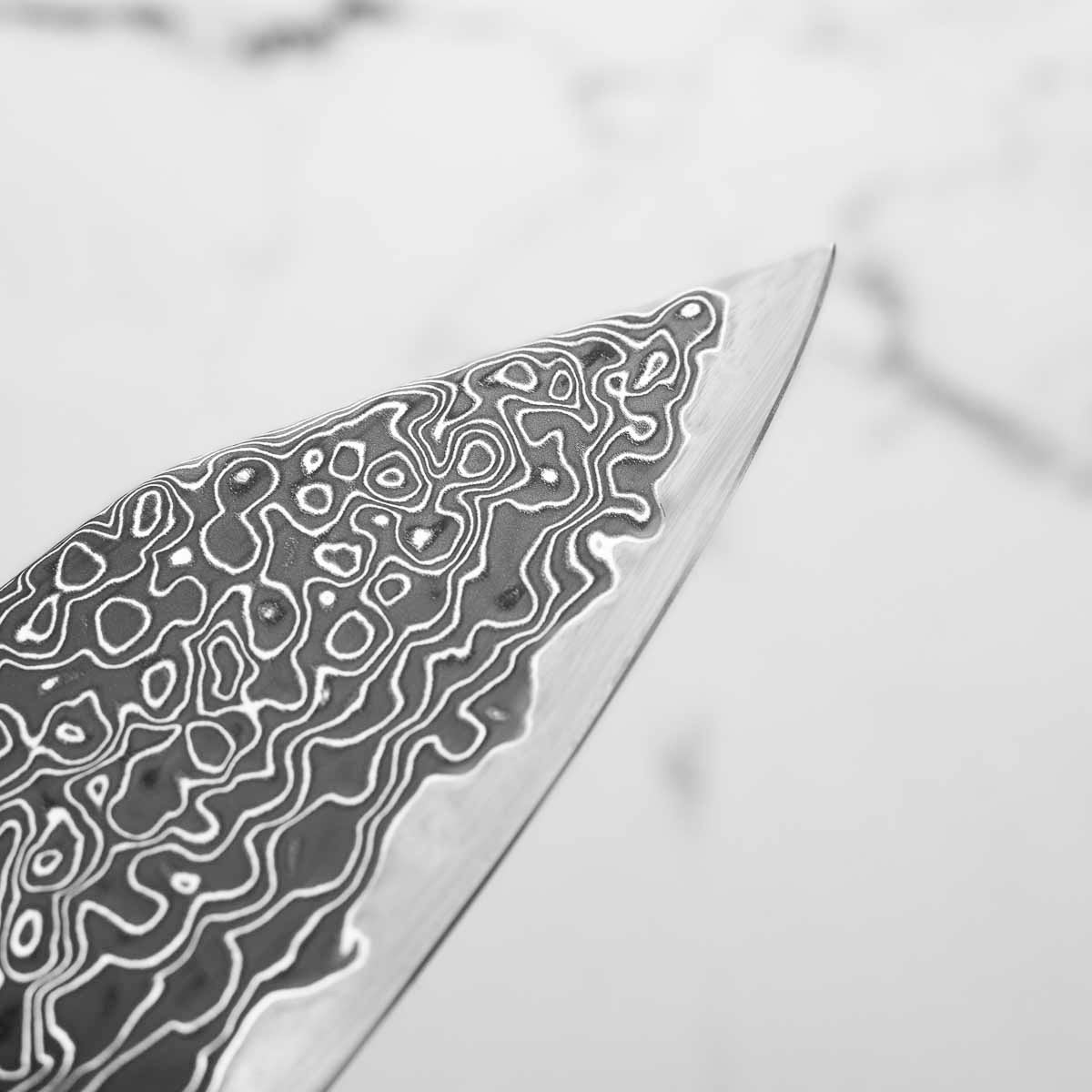 Hatsukokoro Ryuhyo Kurozome SG2 Damascus Bunka 180mm - Dark Carbon Fibre