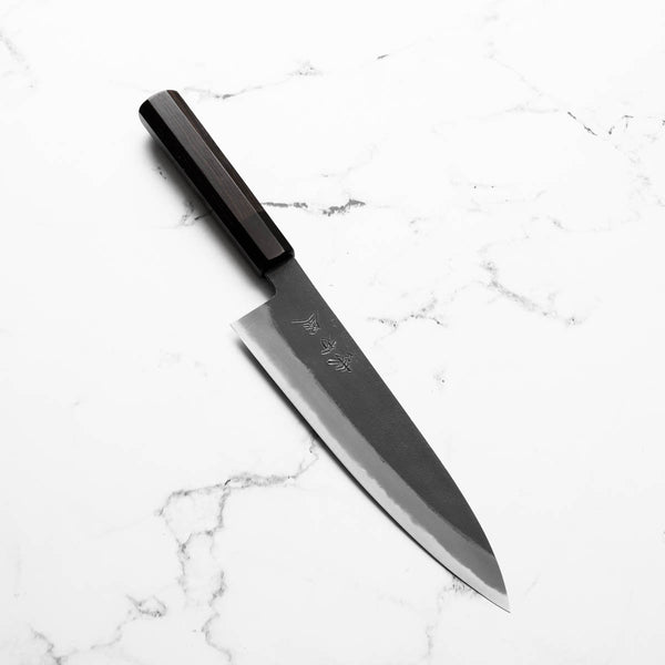 Mutsumi Hinoura Ajikataya White 2 Gyuto 210mm - Ebony & Black Horn
