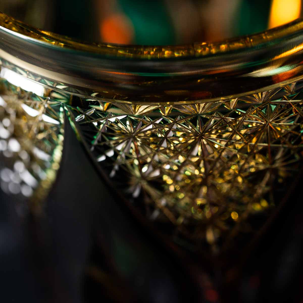 Nemoto Glass Crafts Rock Glass Shizuku Green - detail view
