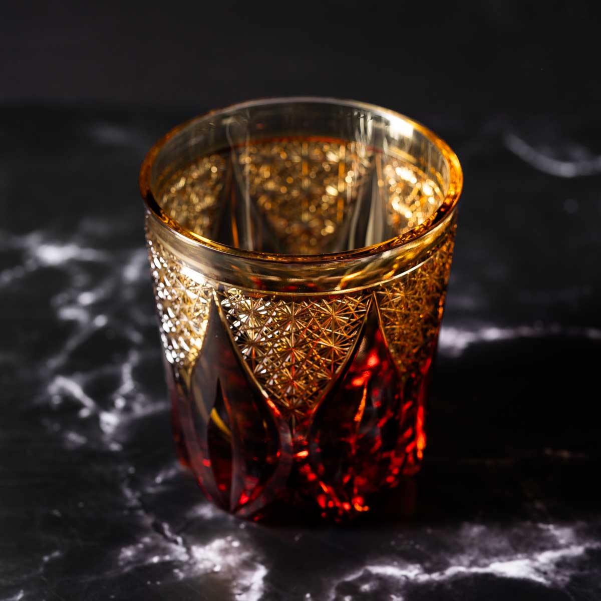 Nemoto Glass Crafts Rock Glass Shizuku Red - angled view