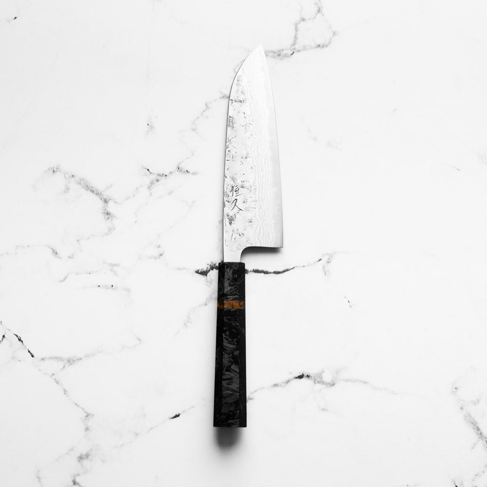 Tsunehisa Swedish Stainless Washiji Santoku 165mm - Carbon Fibre