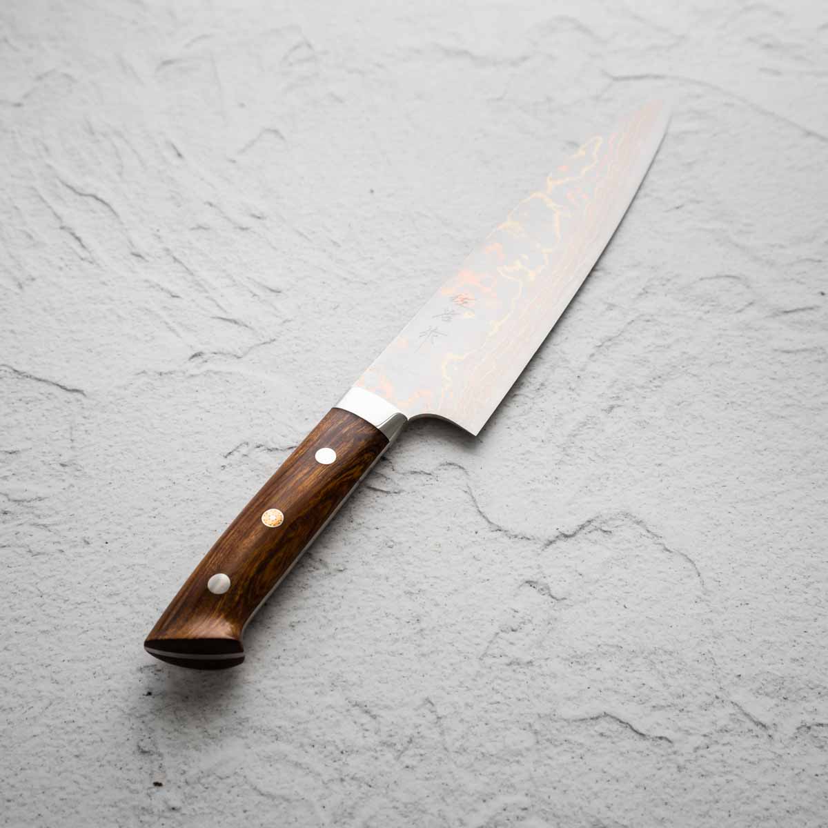 Takeshi Saji Blue 2 Rainbow Damascus Gyuto 210mm