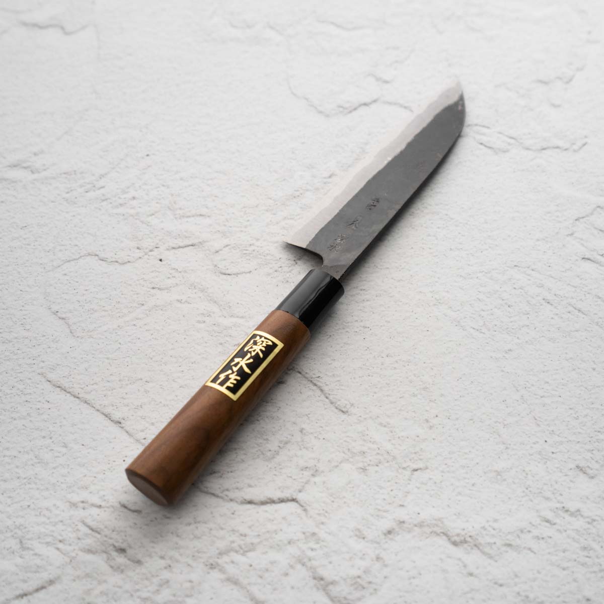 Fukamizu Blue 2 Santoku 150mm - angled view