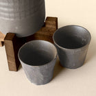 Sake Server Set | Udei Black Clay with Wooden Stand