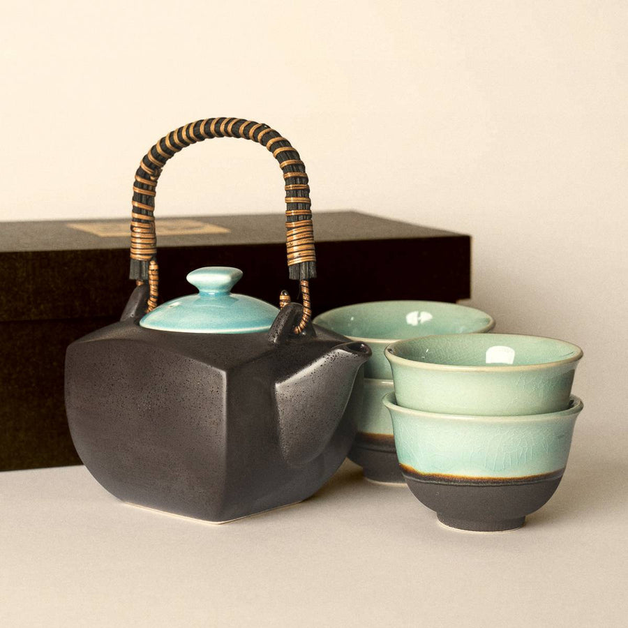 Tea Set - Black and Blue