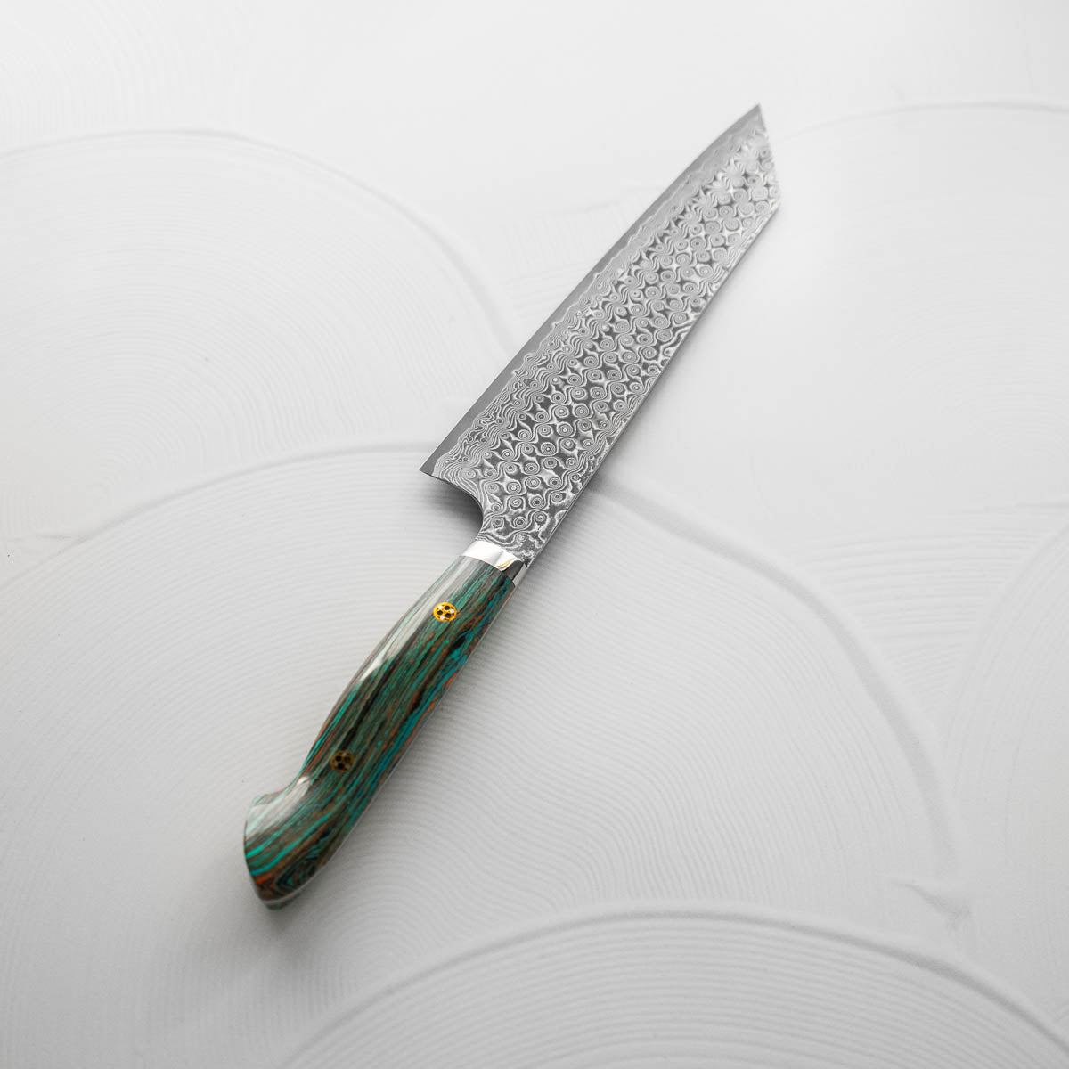 Nigara Hamono SG2 Raindrop Damascus Kiritsuke 240mm - Turquoise