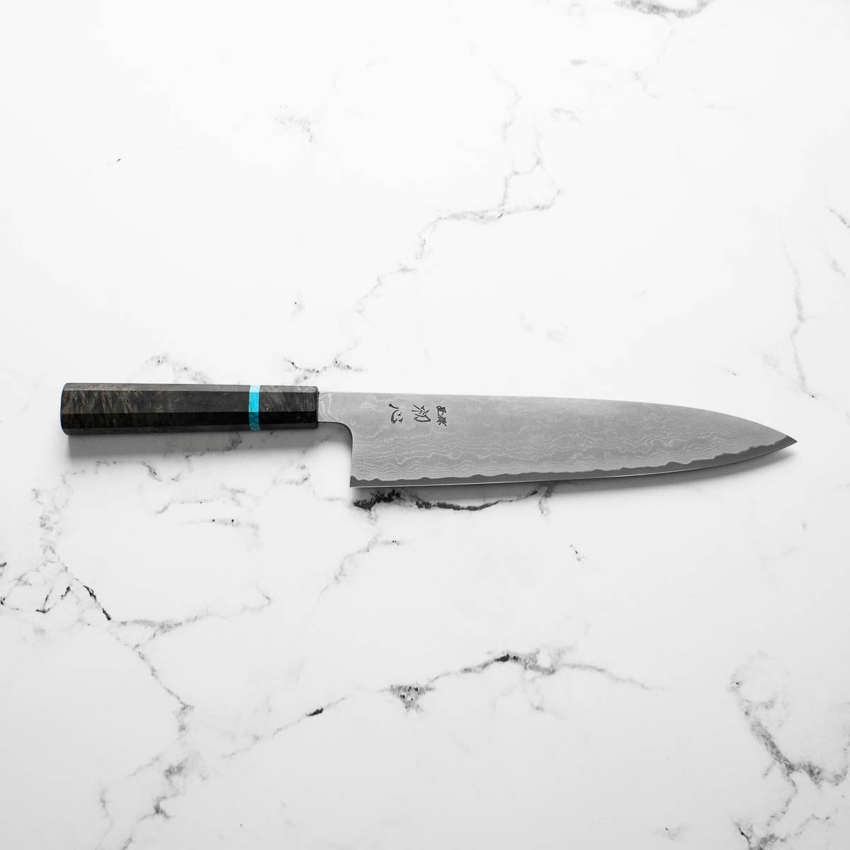 Hatsukokoro Blue 1 Damascus Gyuto 240mm - Turquoise