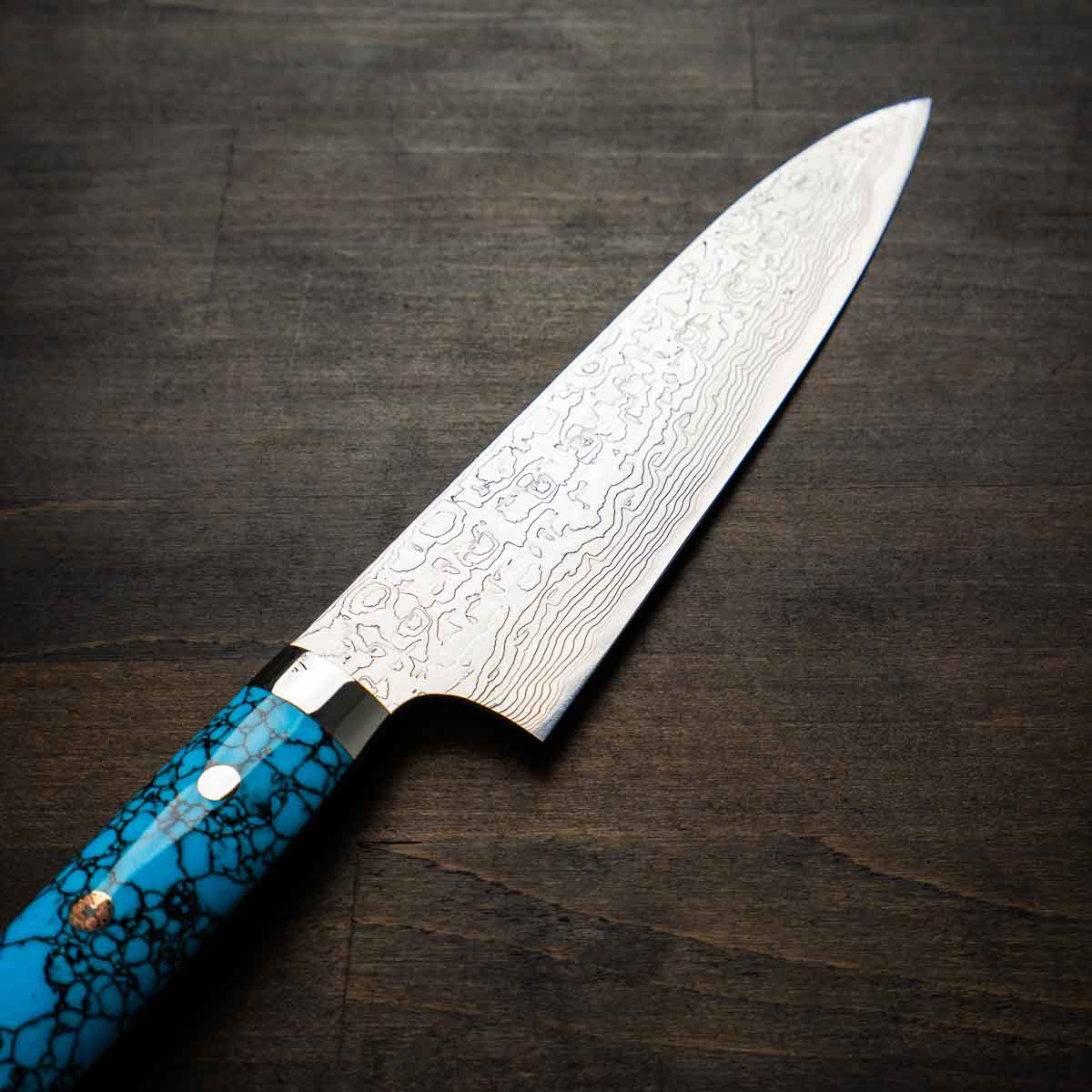 Takeshi Saji R2/SG2 Diamond Damascus Gyuto 210mm - Turquoise