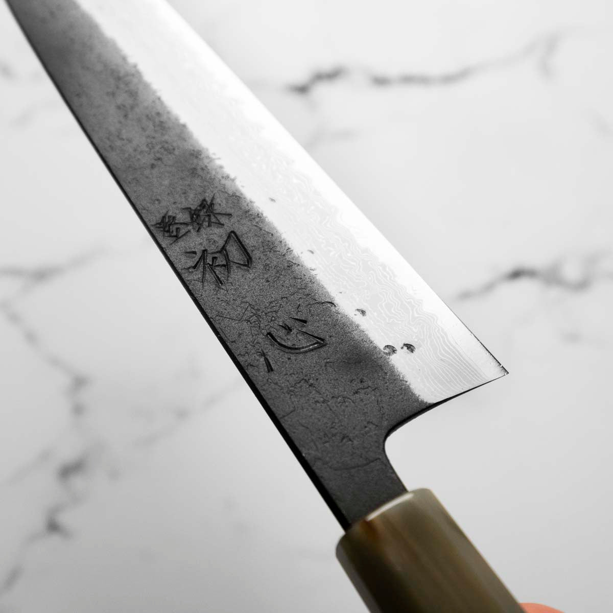 Hatsukokoro Shinkiro Blue Super Damascus Kurouchi Gyuto 210mm - Quince